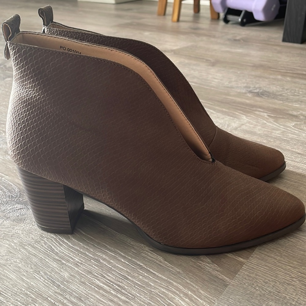 Textured Faux Leather Booties - Size 10